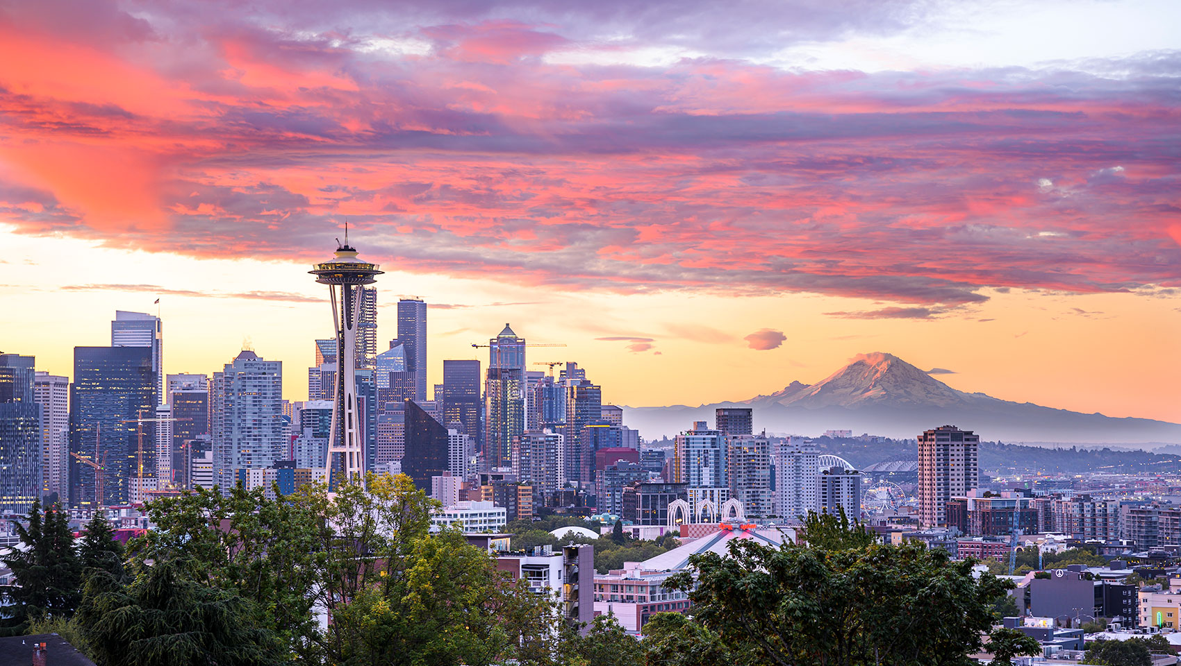 photo of Seattle skyline and Mount Rainier