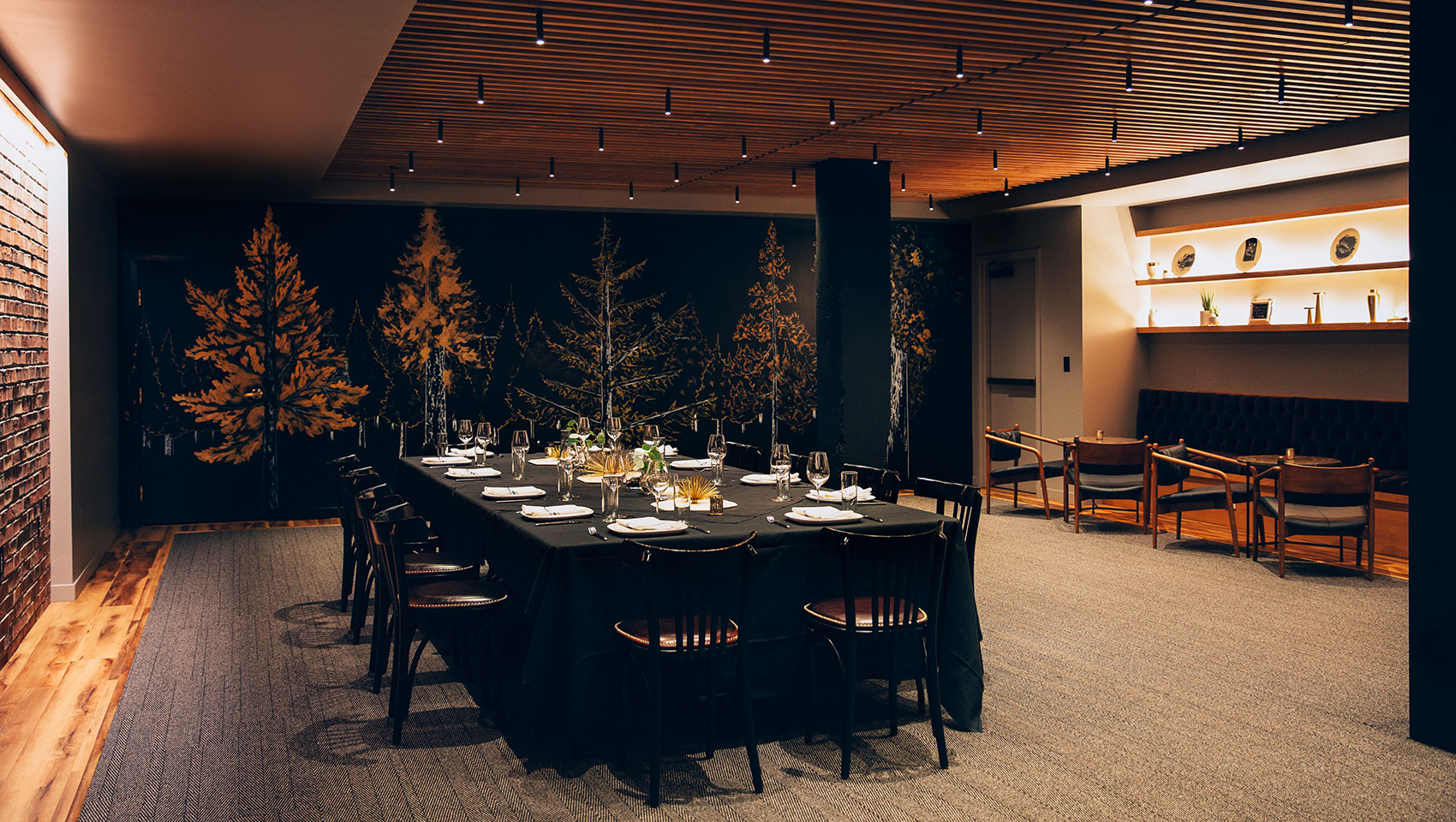 Dinner table set up for event at Kimpton Palladian Hotel