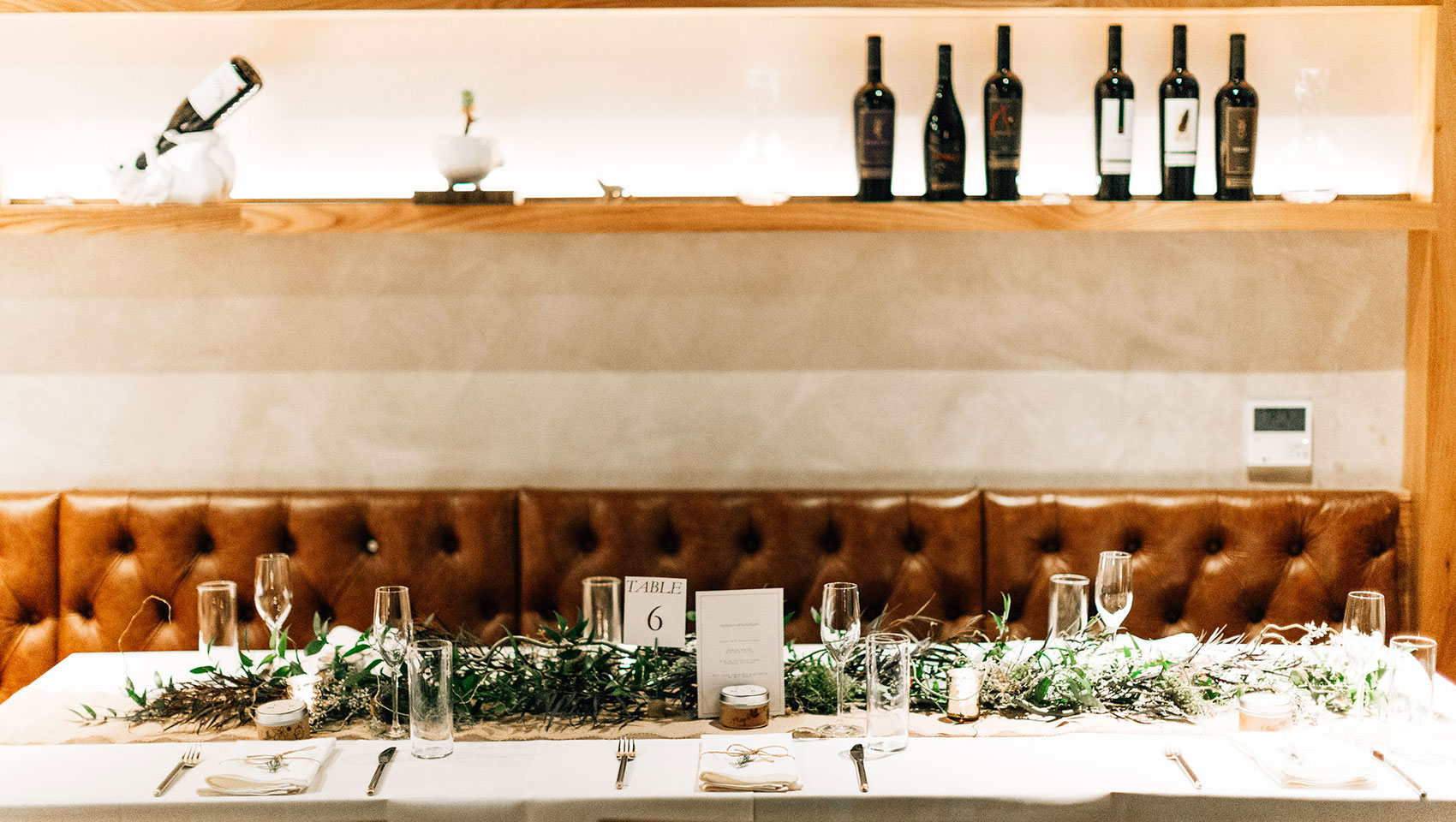 Dinner table set up for event at Kimpton Palladian Hotel